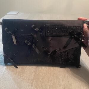 Prabal Gurung Neiman Marcus Black Lace Bows Sequins Evening Clutch Purse Girly